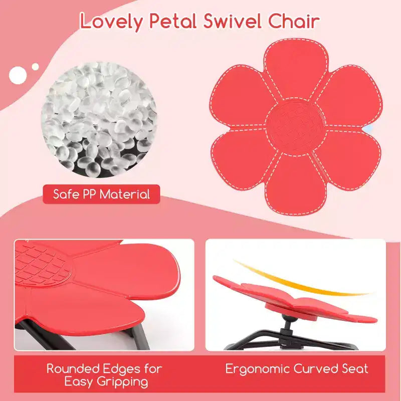 Kids Sensory Swivel Chair with Non-Slip Metal Base for Autistic Kids Indoor Outdoor Blue/Red