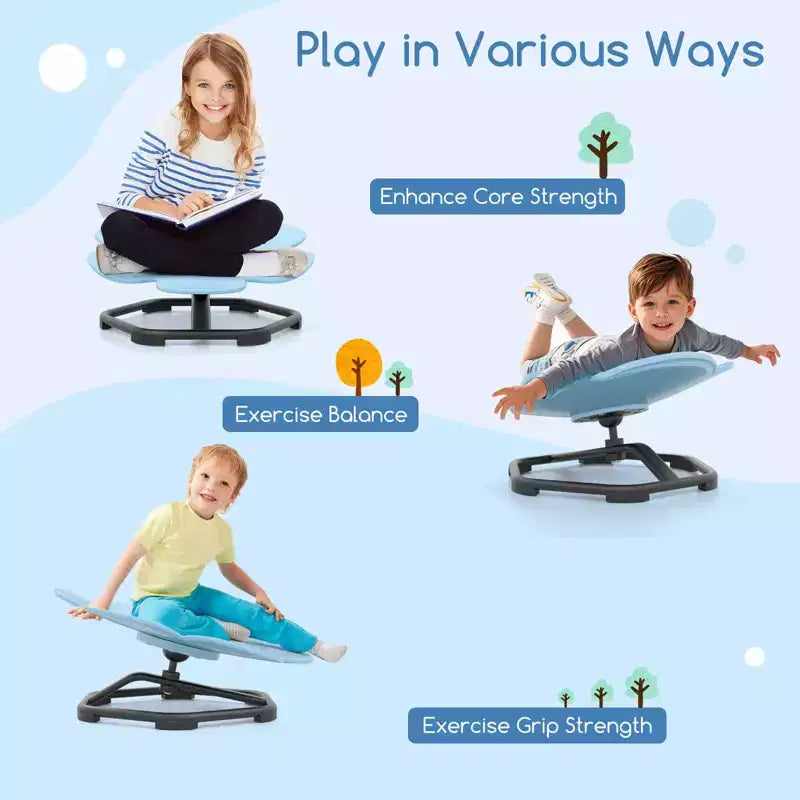 Kids Sensory Swivel Chair with Non-Slip Metal Base for Autistic Kids Indoor Outdoor Blue/Red
