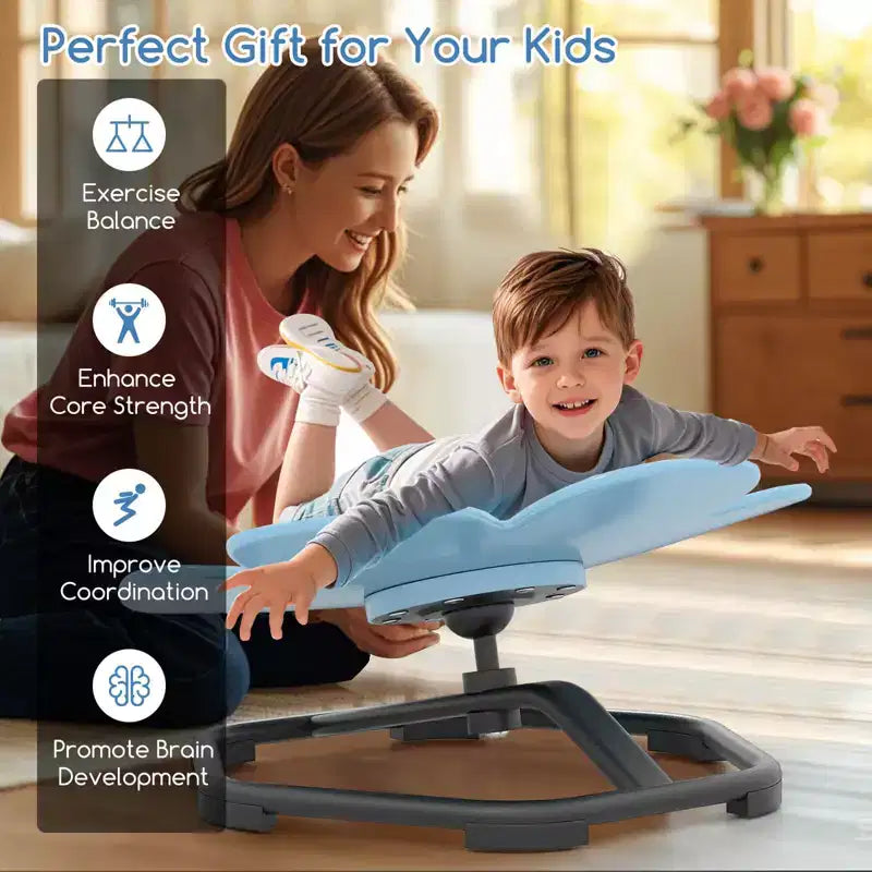Kids Sensory Swivel Chair with Non-Slip Metal Base for Autistic Kids Indoor Outdoor Blue/Red