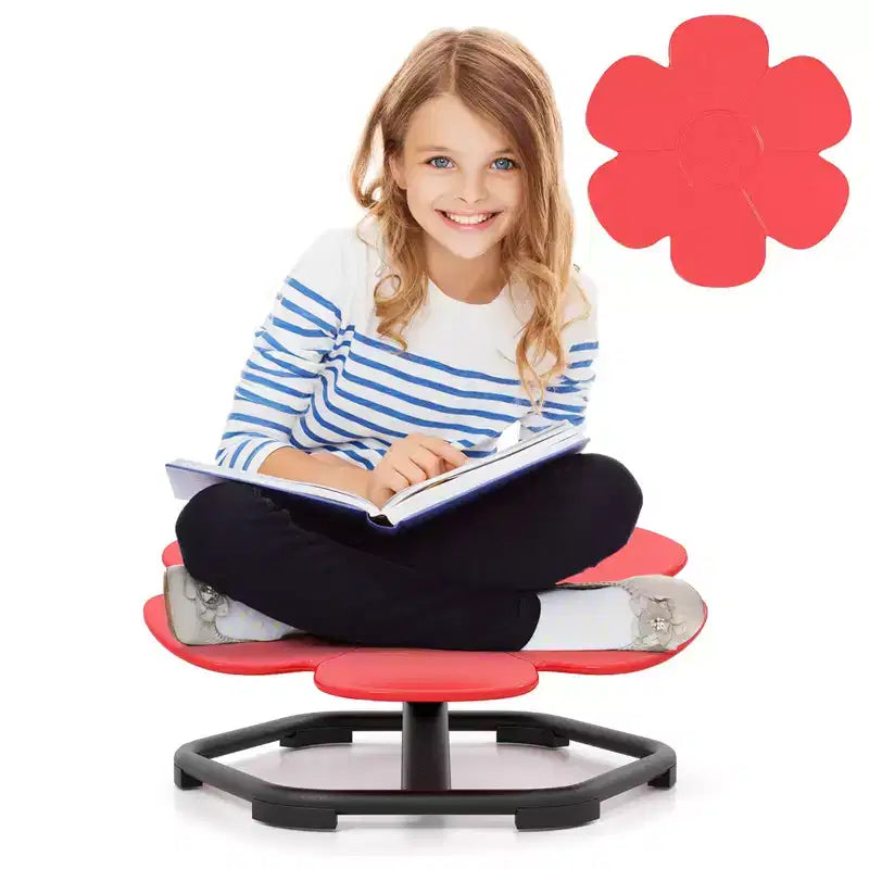 Kids Sensory Swivel Chair with Non-Slip Metal Base for Autistic Kids Indoor Outdoor Blue/Red