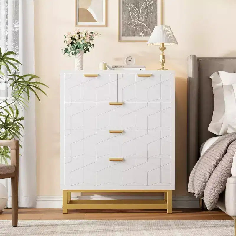 2/3/4/5/6/7 Drawer Dresser with Metal Legs, Wood Dressers Chest Organizer with Wide Storage, Modern Chest of Drawers for Bedroom, Living Room,Hallway