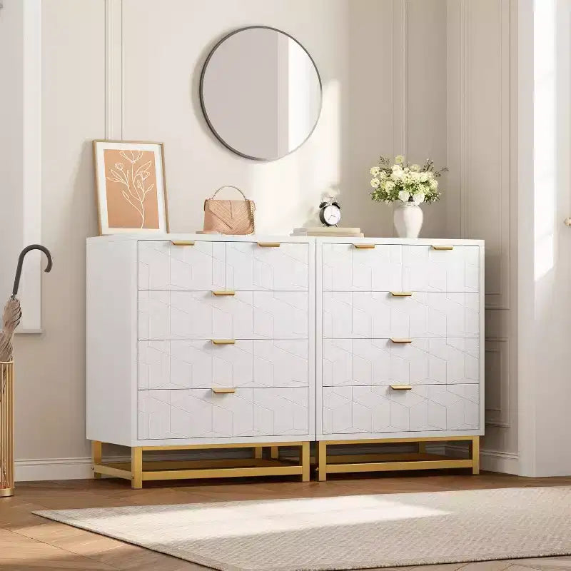 2/3/4/5/6/7 Drawer Dresser with Metal Legs, Wood Dressers Chest Organizer with Wide Storage, Modern Chest of Drawers for Bedroom, Living Room,Hallway