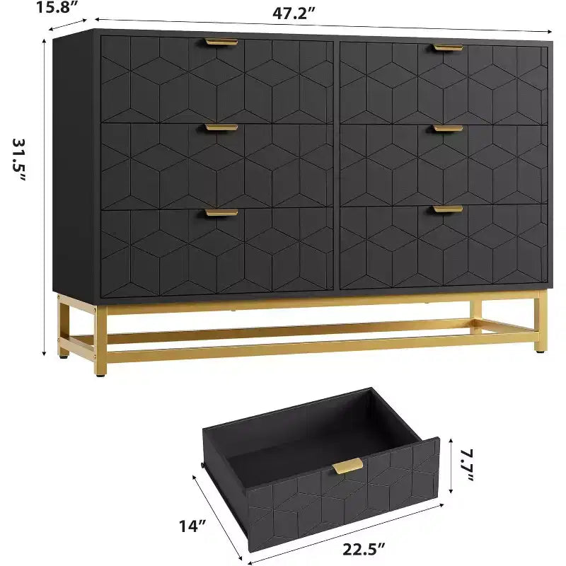 2/3/4/5/6/7 Drawer Dresser with Metal Legs, Wood Dressers Chest Organizer with Wide Storage, Modern Chest of Drawers for Bedroom, Living Room,Hallway
