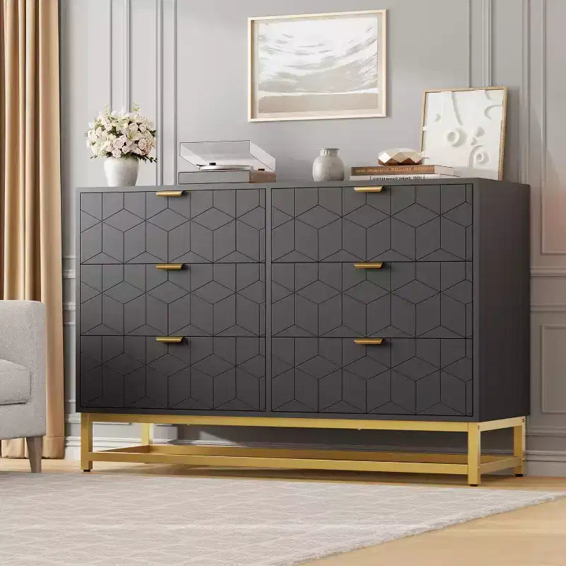 2/3/4/5/6/7 Drawer Dresser with Metal Legs, Wood Dressers Chest Organizer with Wide Storage, Modern Chest of Drawers for Bedroom, Living Room,Hallway