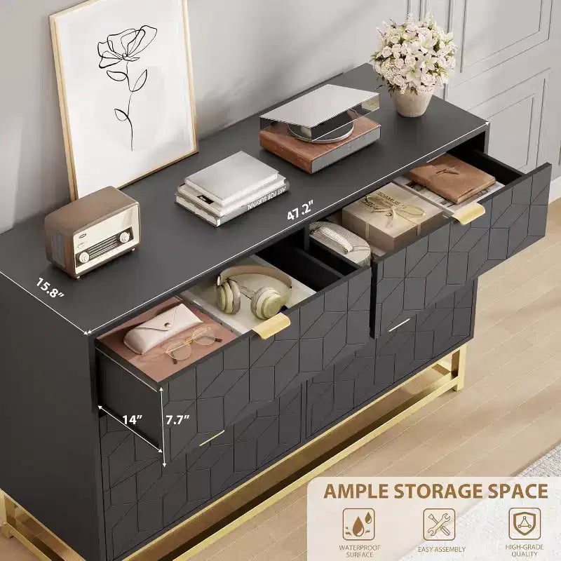 2/3/4/5/6/7 Drawer Dresser with Metal Legs, Wood Dressers Chest Organizer with Wide Storage, Modern Chest of Drawers for Bedroom, Living Room,Hallway