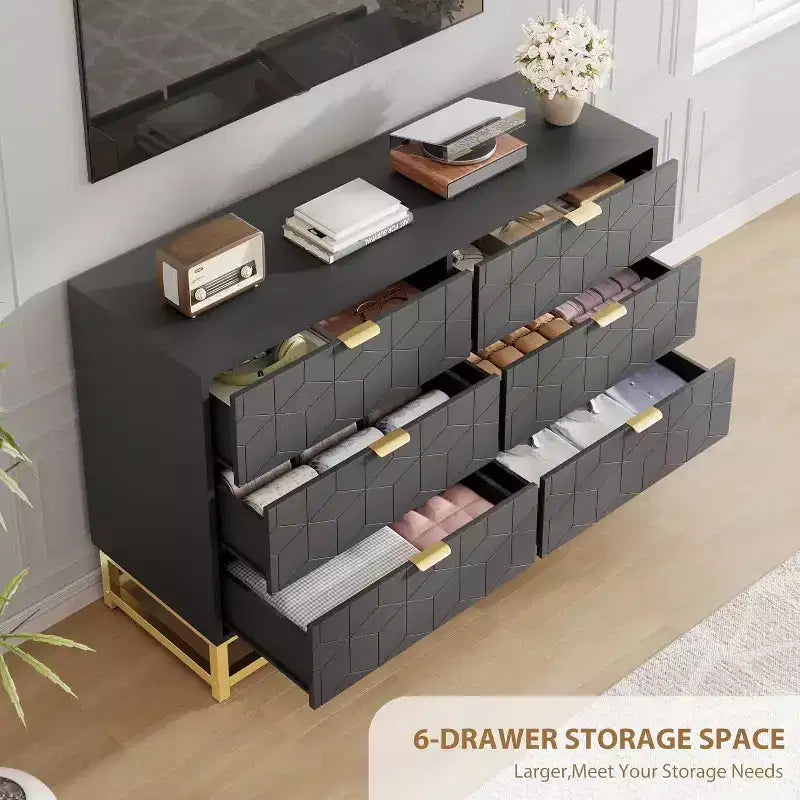 2/3/4/5/6/7 Drawer Dresser with Metal Legs, Wood Dressers Chest Organizer with Wide Storage, Modern Chest of Drawers for Bedroom, Living Room,Hallway