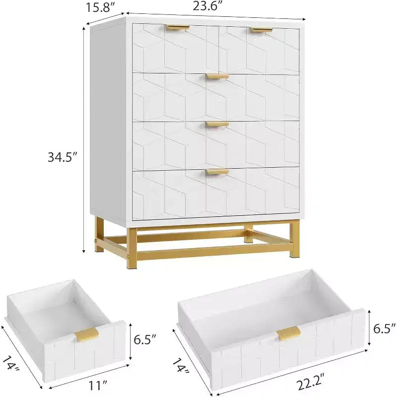2/3/4/5/6/7 Drawer Dresser with Metal Legs, Wood Dressers Chest Organizer with Wide Storage, Modern Chest of Drawers for Bedroom, Living Room,Hallway