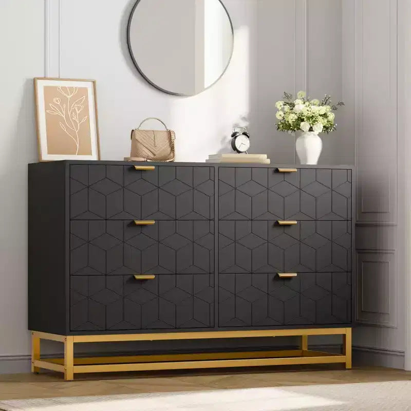 2/3/4/5/6/7 Drawer Dresser with Metal Legs, Wood Dressers Chest Organizer with Wide Storage, Modern Chest of Drawers for Bedroom, Living Room,Hallway