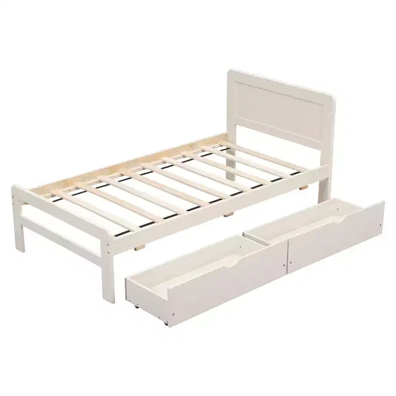 Twin Modern Platform Bed Frame with 2 Storage Drawers Sturdy Wooden Platform Bed Noiseless No Springs Required Easy to Assemble