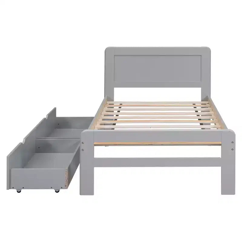Twin Modern Platform Bed Frame with 2 Storage Drawers Sturdy Wooden Platform Bed Noiseless No Springs Required Easy to Assemble