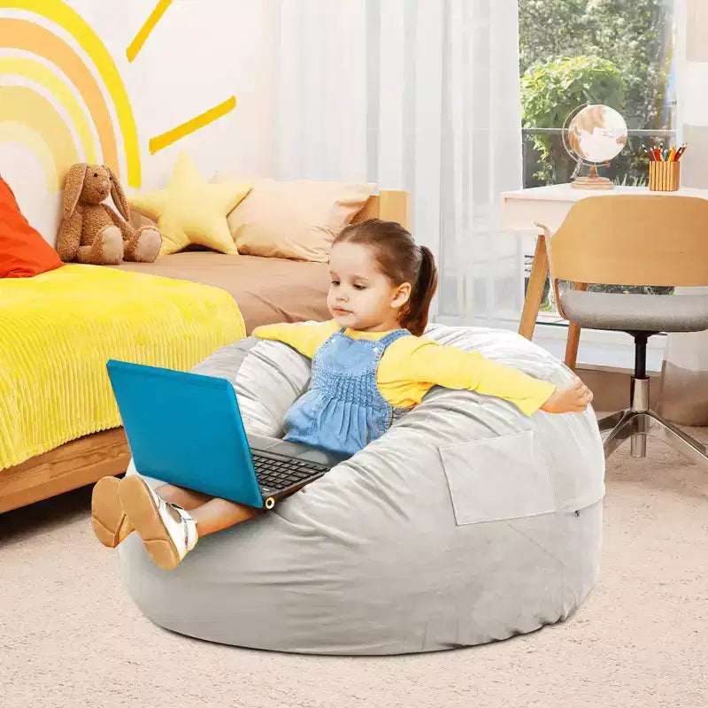 4ft Foam Filled Bean Bag Chair Soft Removable Cover Comfortable for Adults Kids Living Room Bedroom Dorm