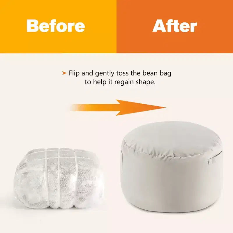 4ft Foam Filled Bean Bag Chair Soft Removable Cover Comfortable for Adults Kids Living Room Bedroom Dorm