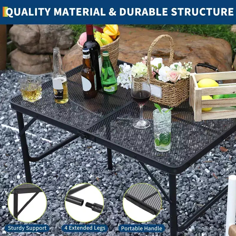 Aluminum Frame Iron Mesh Folding Table, Folding Table, Camping Table, Folding Desk, Outdoor Folding Table