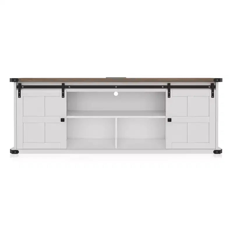 70 TV Stand for 75 Inch TVs, Farmhouse Entertainment Center with Sliding Barn Doors and Storage Cabinets, Modern Media TV Console Table