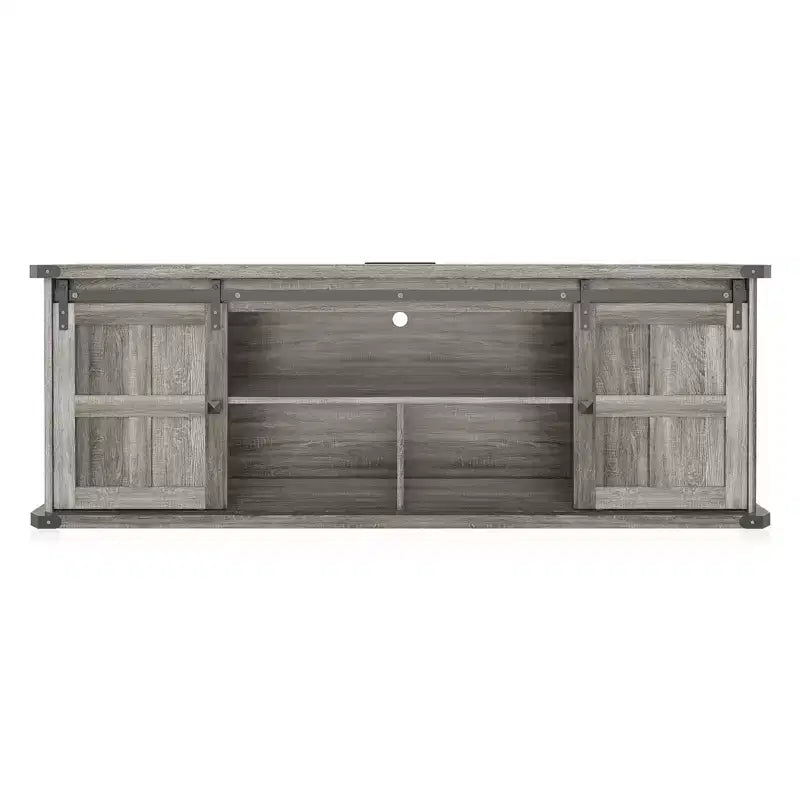 70 TV Stand for 75 Inch TVs, Farmhouse Entertainment Center with Sliding Barn Doors and Storage Cabinets, Modern Media TV Console Table