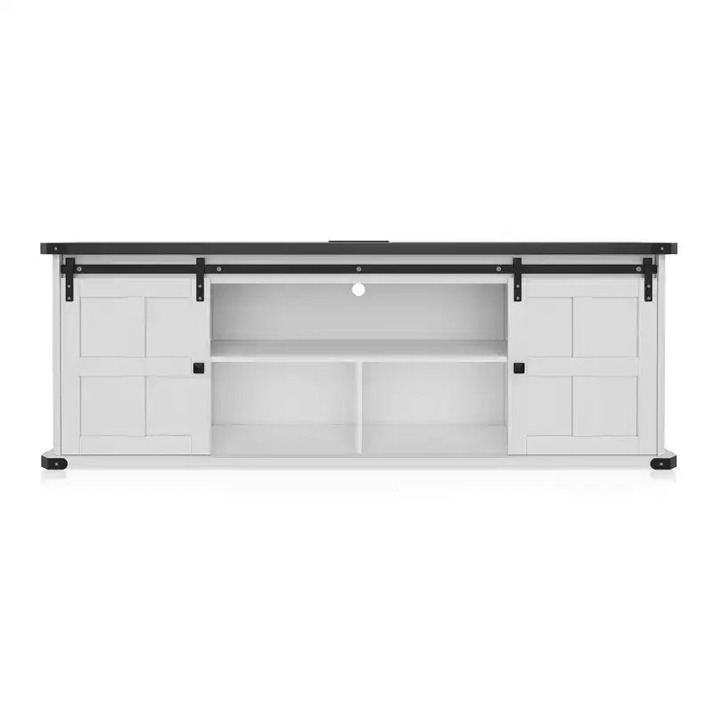 70 TV Stand for 75 Inch TVs, Farmhouse Entertainment Center with Sliding Barn Doors and Storage Cabinets, Modern Media TV Console Table