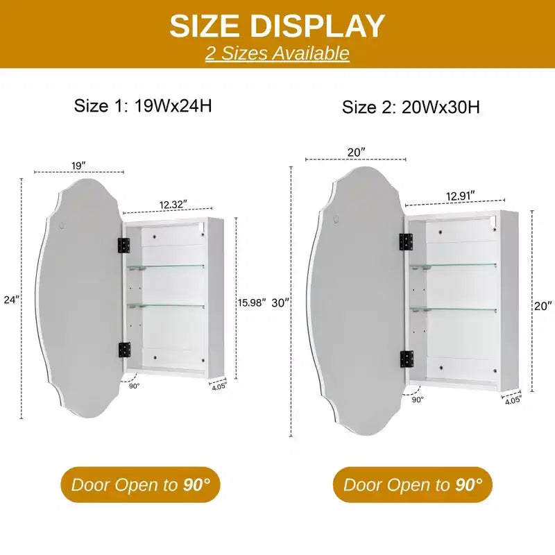 20 in. W x 30 in. H Novelty/Specialty Irregular Arched Frameless Beveled Surface Mounted Medicine Cabinet with Mirror