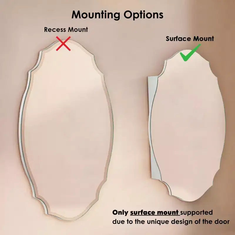 20 in. W x 30 in. H Novelty/Specialty Irregular Arched Frameless Beveled Surface Mounted Medicine Cabinet with Mirror