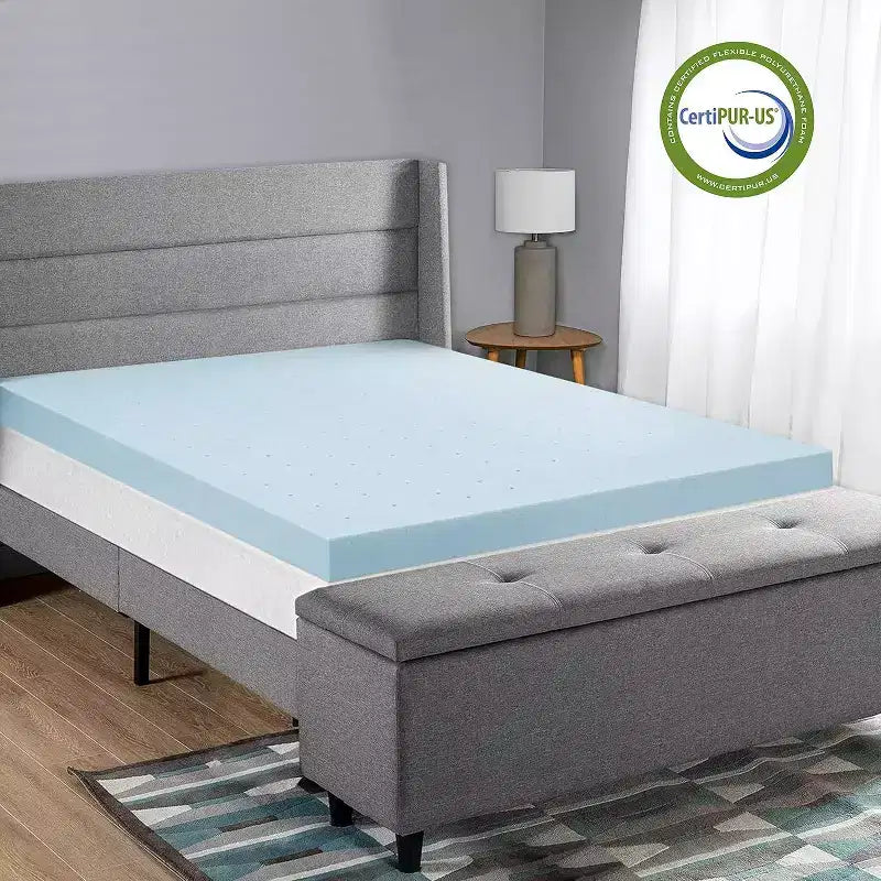 2 Inch Gel Infused Memory Foam Mattress Topper, Certipur-US Certified, Ventilated Design for Better Airflow