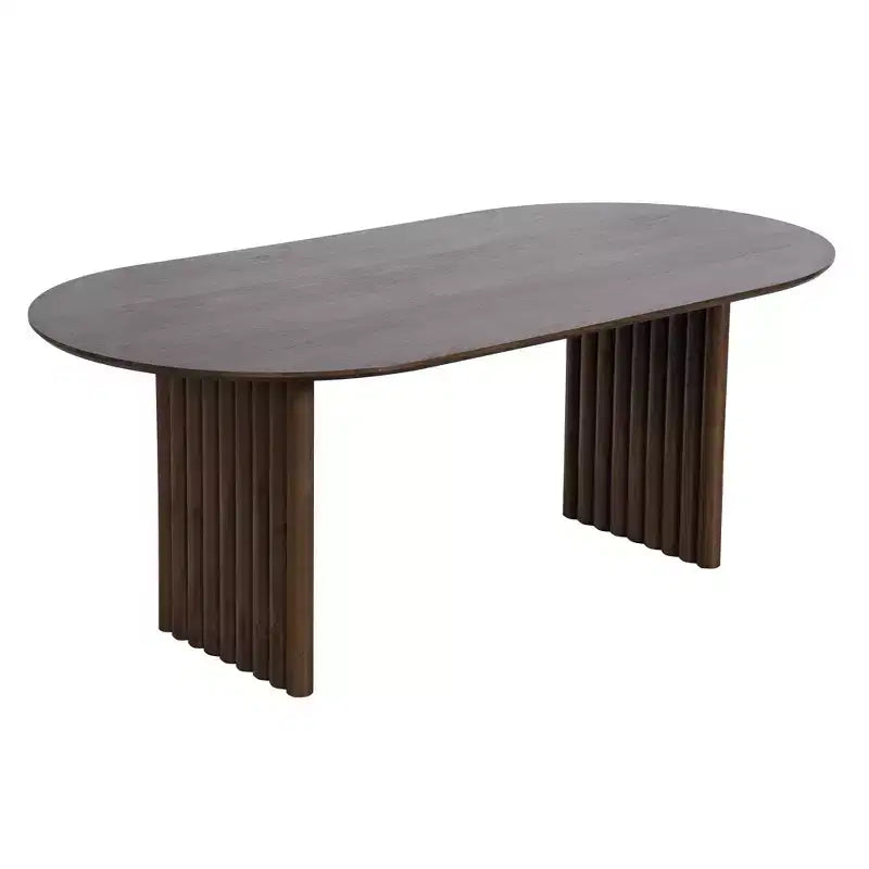 79 x 33.5 Dining Table Wood Oval Kitchen Table with Scratch-Resistant Top & Striped Legs Modern Farmhouse for Living Room Kitchen Walnut