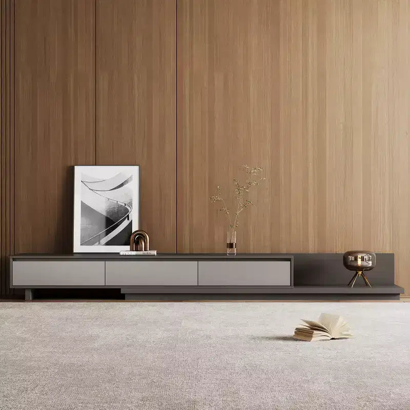 Mid-Century Modern78.7 Expandable TV stand, With a maximum width of 141.7, With 3 Storage Drawers