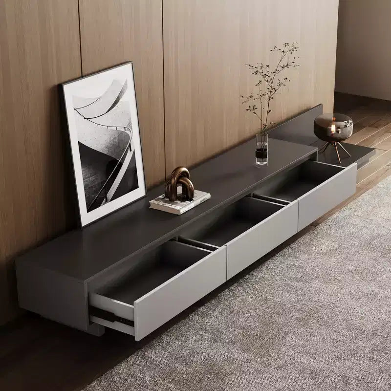 Mid-Century Modern78.7 Expandable TV stand, With a maximum width of 141.7, With 3 Storage Drawers
