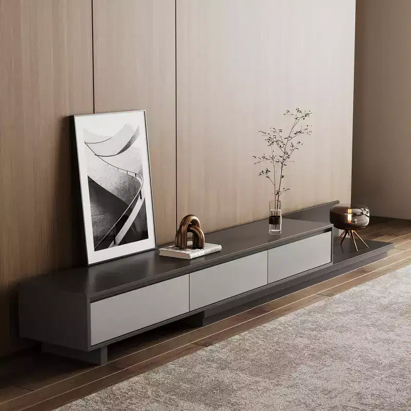 Mid-Century Modern78.7 Expandable TV stand, With a maximum width of 141.7, With 3 Storage Drawers