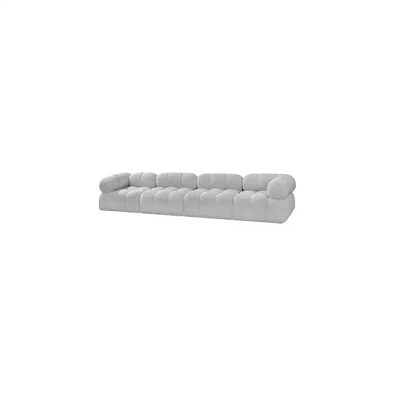 , Grey Boucle Fabric Modular Sofa