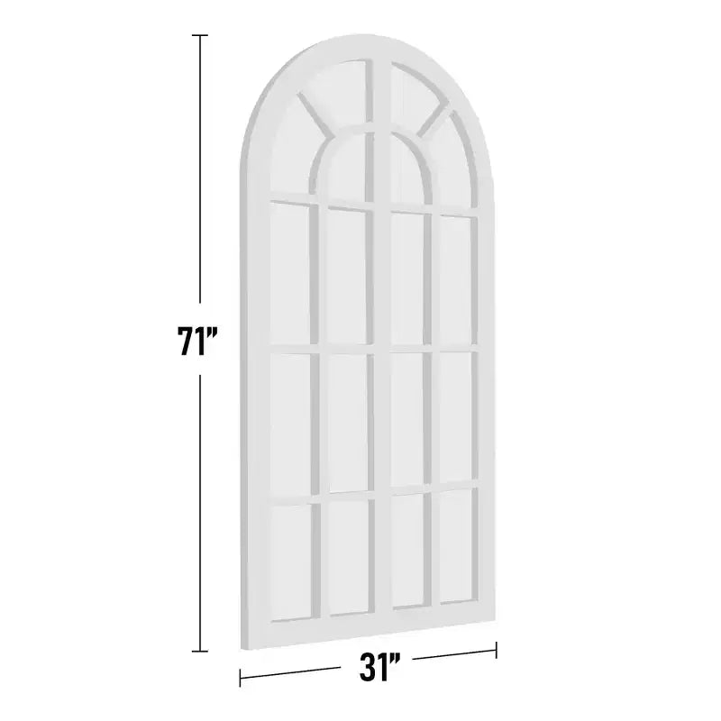 Full-Length Mirror Solid Wood Grid Right Angle Arch 71x31x1in Openable No Stand