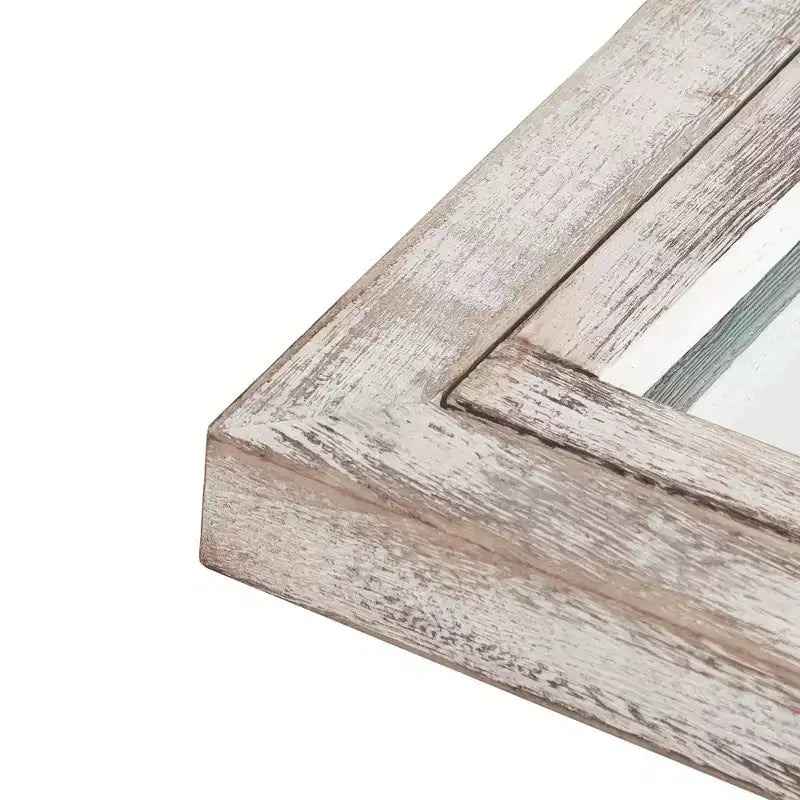 Full-Length Mirror Solid Wood Grid Right Angle Arch 71x31x1in Openable No Stand