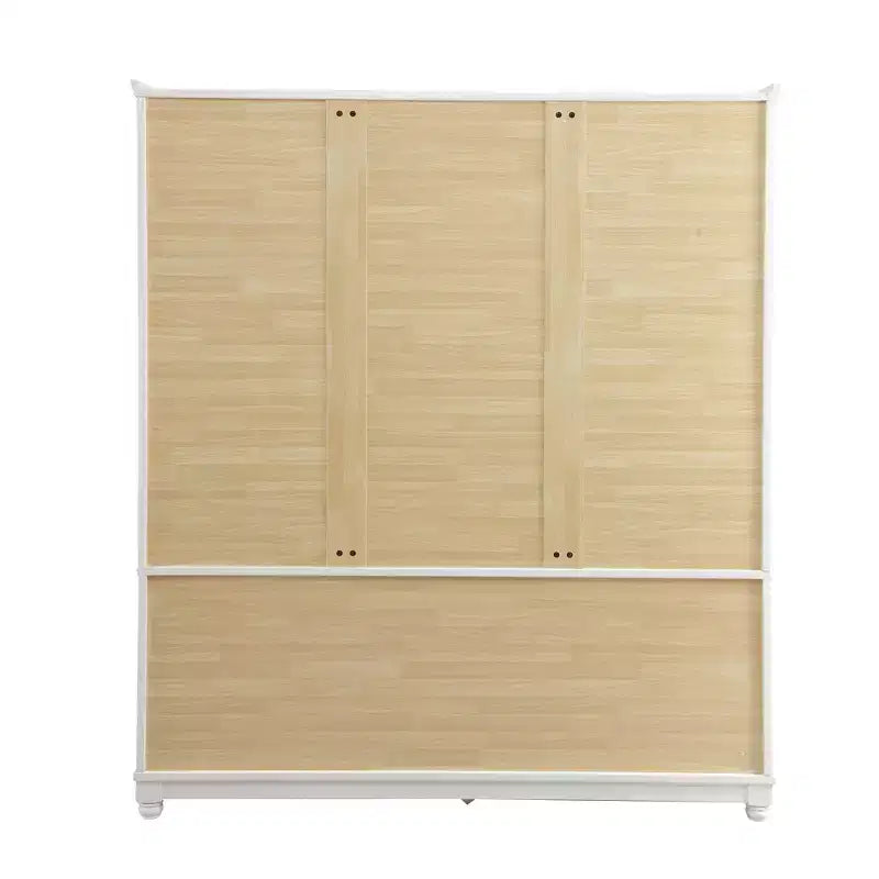 Seusar White Wood 61.42 in. Armoire with 2 Drawers, Hanging Rod and Shelves