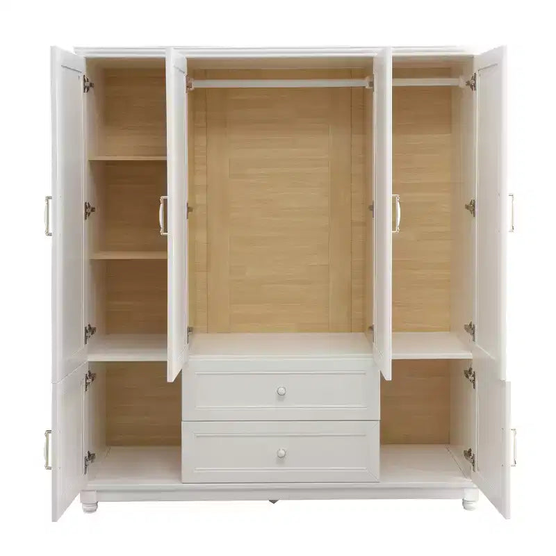 Seusar White Wood 61.42 in. Armoire with 2 Drawers, Hanging Rod and Shelves