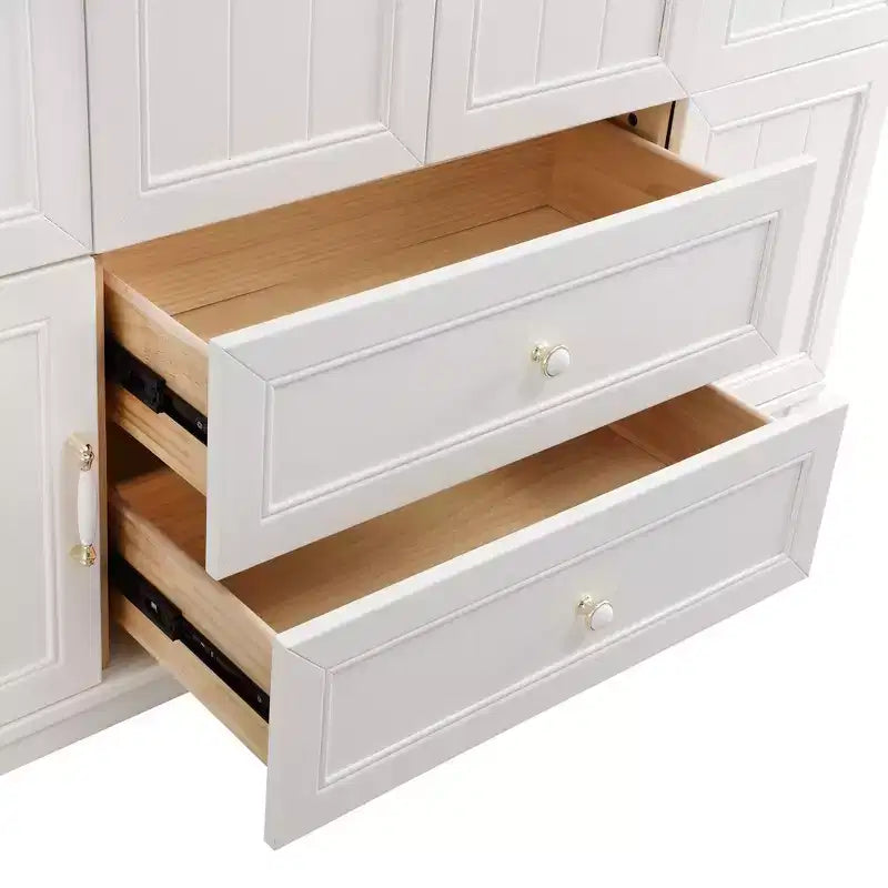 Seusar White Wood 61.42 in. Armoire with 2 Drawers, Hanging Rod and Shelves