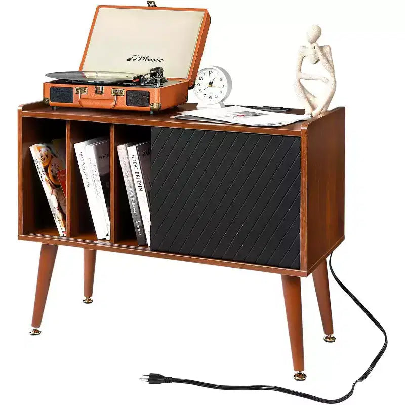 Bedside Table with Charging Station, Bedside Table with Storage Drawer and USB Ports, Side Table for Bedroom or Living Room
