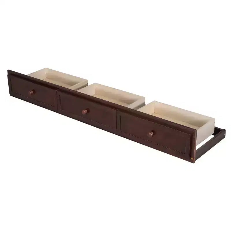 Twin over Full Bunk Bed with Drawers, Convertible Wood Bunk Bed with Two Storage Drawers, Solid Wood Detachable Bunk Bed Frame