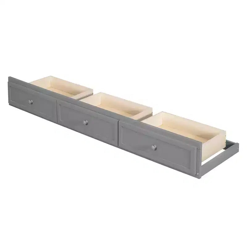 Twin over Full Bunk Bed with Drawers, Convertible Wood Bunk Bed with Two Storage Drawers, Solid Wood Detachable Bunk Bed Frame