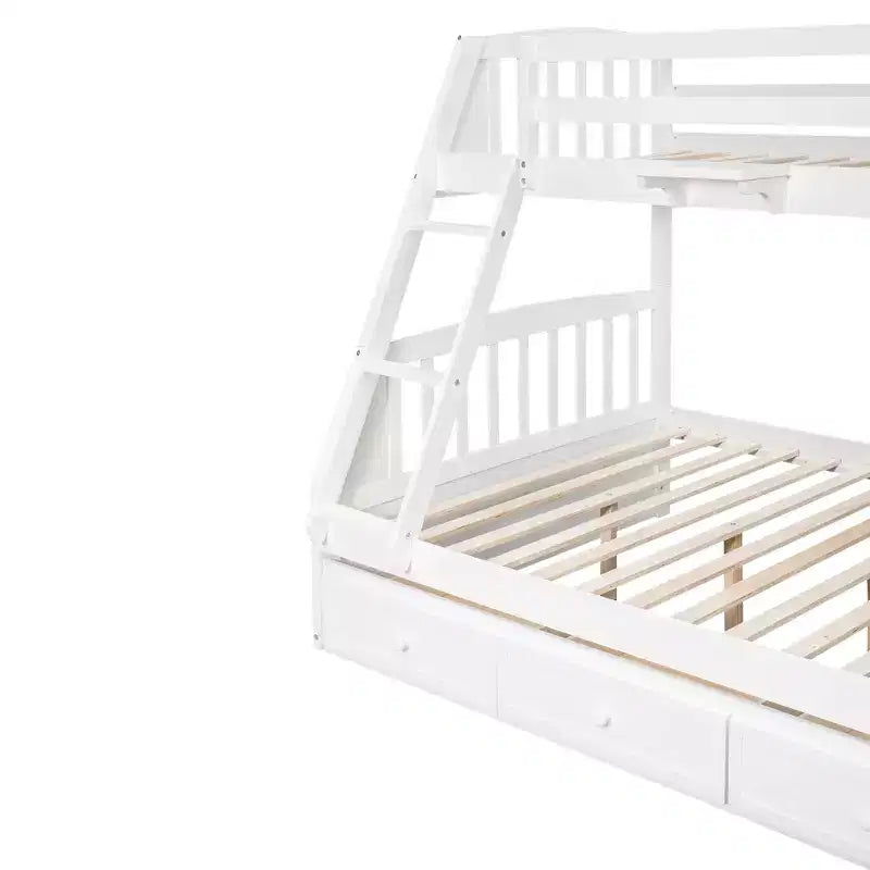 Twin over Full Bunk Bed with Drawers, Convertible Wood Bunk Bed with Two Storage Drawers, Solid Wood Detachable Bunk Bed Frame