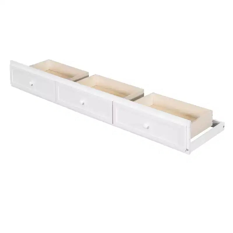 Twin over Full Bunk Bed with Drawers, Convertible Wood Bunk Bed with Two Storage Drawers, Solid Wood Detachable Bunk Bed Frame