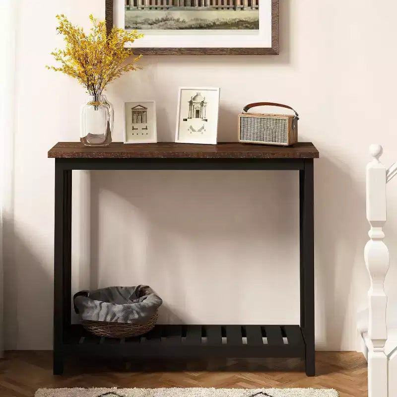 Rustic Console Table with Lower Shelf