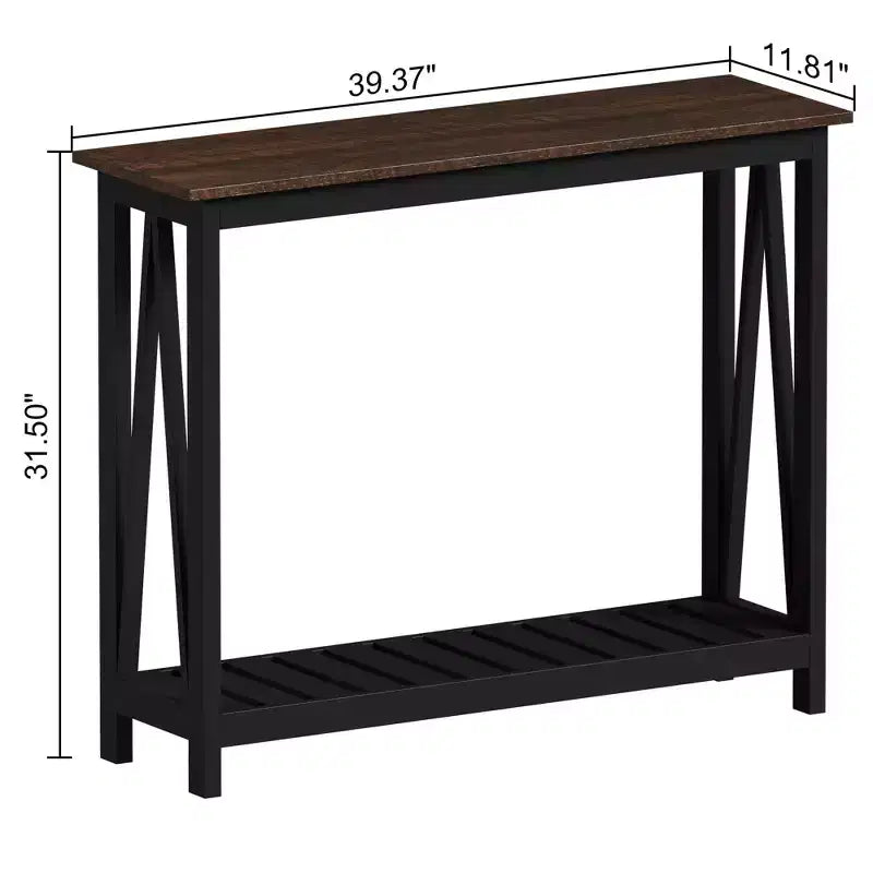 Rustic Console Table with Lower Shelf