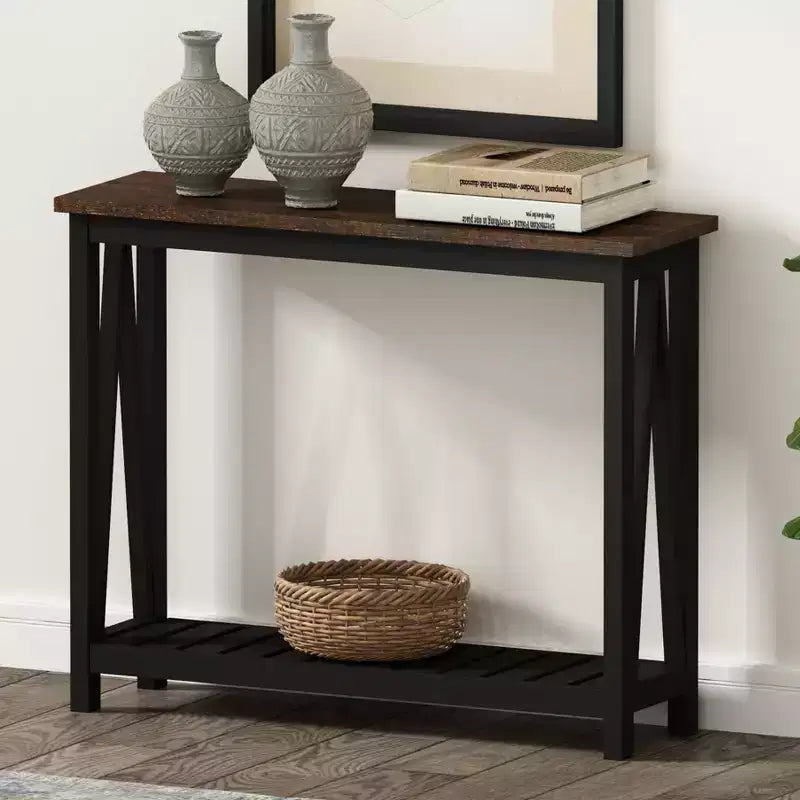 Rustic Console Table with Lower Shelf