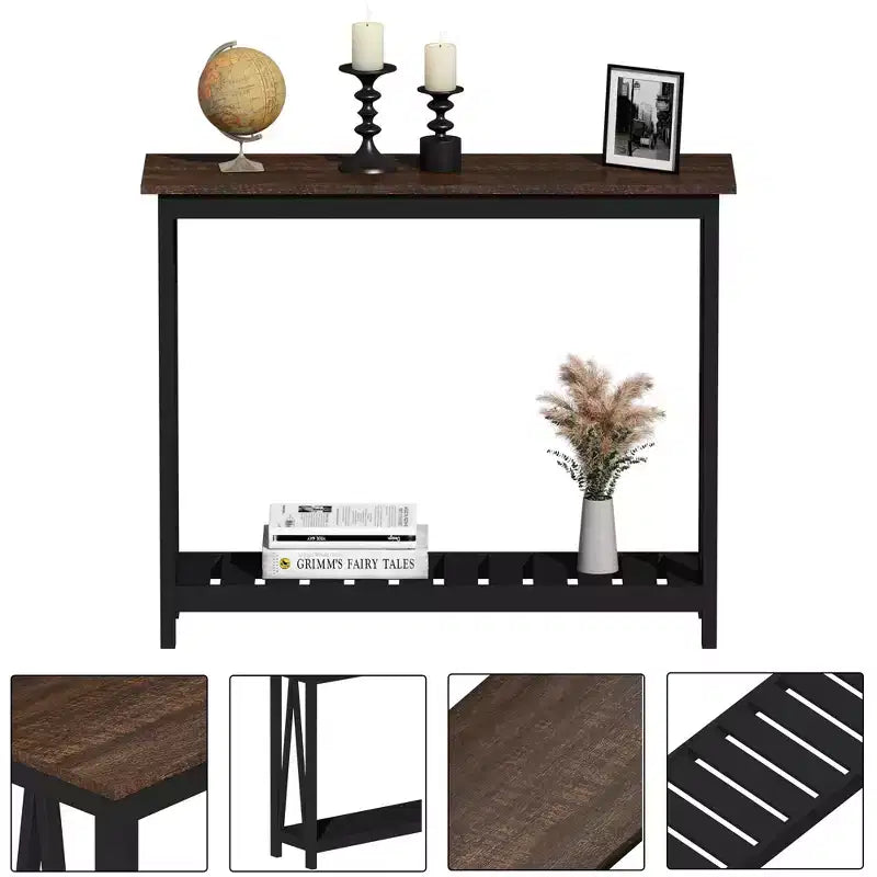 Rustic Console Table with Lower Shelf