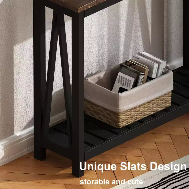 Rustic Console Table with Lower Shelf