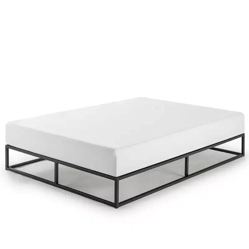 10 Metal Platform Bed Frame with Slat Foundation, King, Black