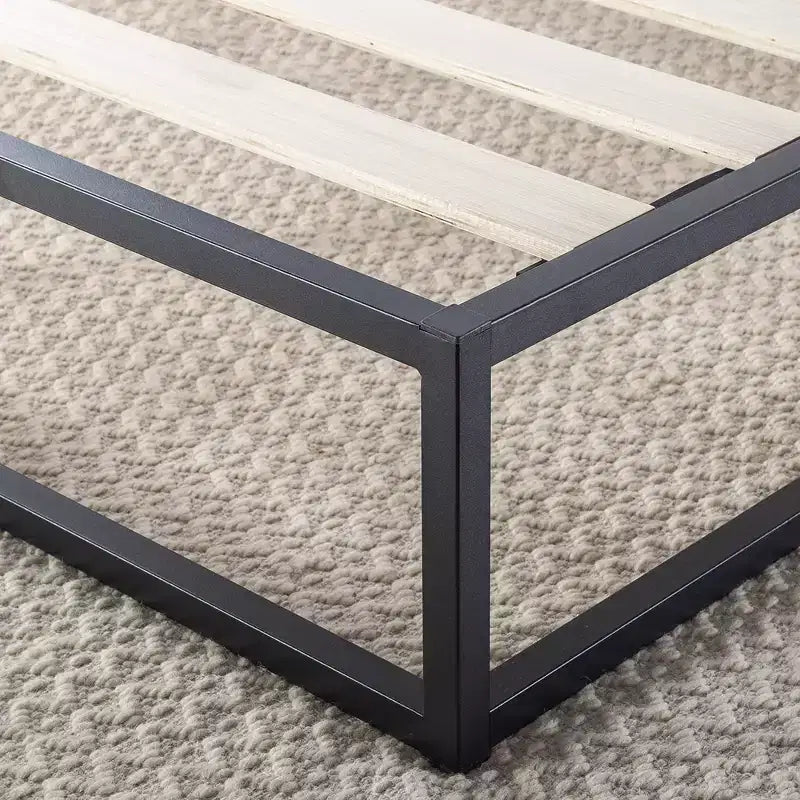 10 Metal Platform Bed Frame with Slat Foundation, King, Black