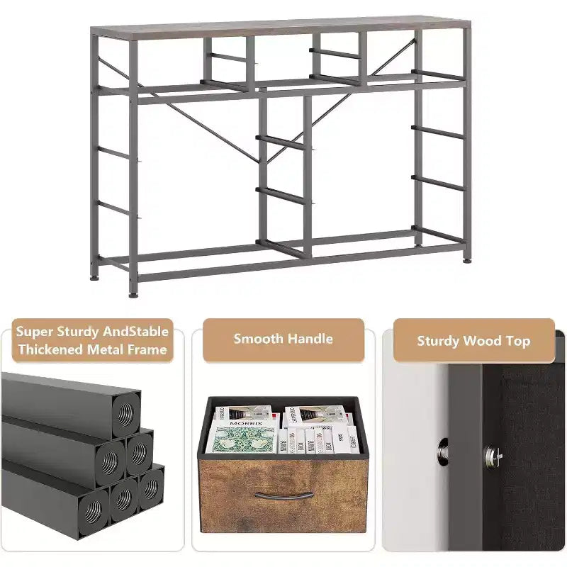 10 Drawers Fabric Dressers for Bedroom, Wood Top, Steel Frame, Modern Chest of Drawers, Lightweight Dresser with Fabric Bins for Living Room, Hallway