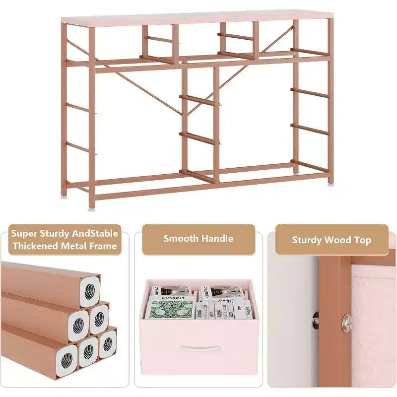 10 Drawers Fabric Dressers for Bedroom, Wood Top, Steel Frame, Modern Chest of Drawers, Lightweight Dresser with Fabric Bins for Living Room, Hallway