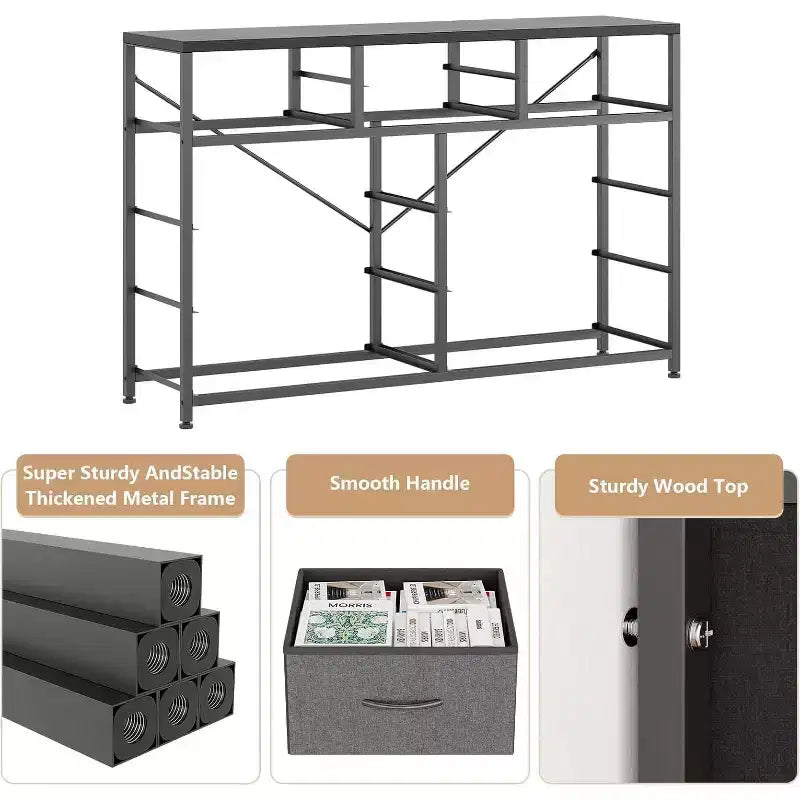 10 Drawers Fabric Dressers for Bedroom, Wood Top, Steel Frame, Modern Chest of Drawers, Lightweight Dresser with Fabric Bins for Living Room, Hallway