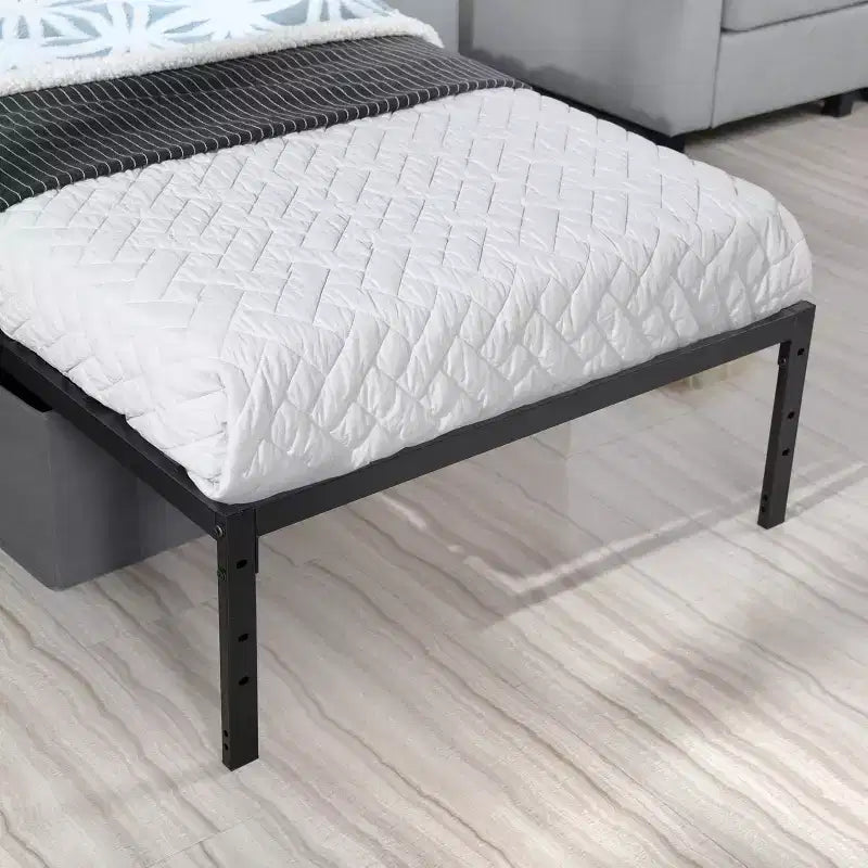 Twin Size Metal Bed Frame with Metal Slats, Heavy Duty Platform Mattress Foundation with Under Bed Storage, Non-Slip Support, Black