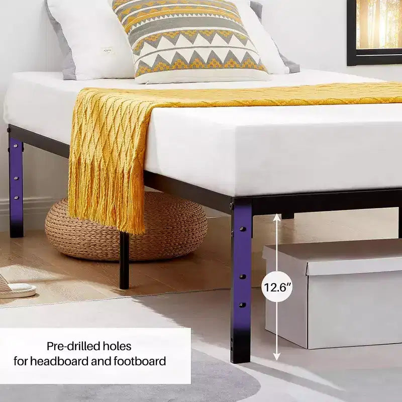 Twin Size Metal Bed Frame with Metal Slats, Heavy Duty Platform Mattress Foundation with Under Bed Storage, Non-Slip Support, Black